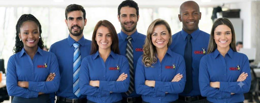 Orca IT business team standing together in the office