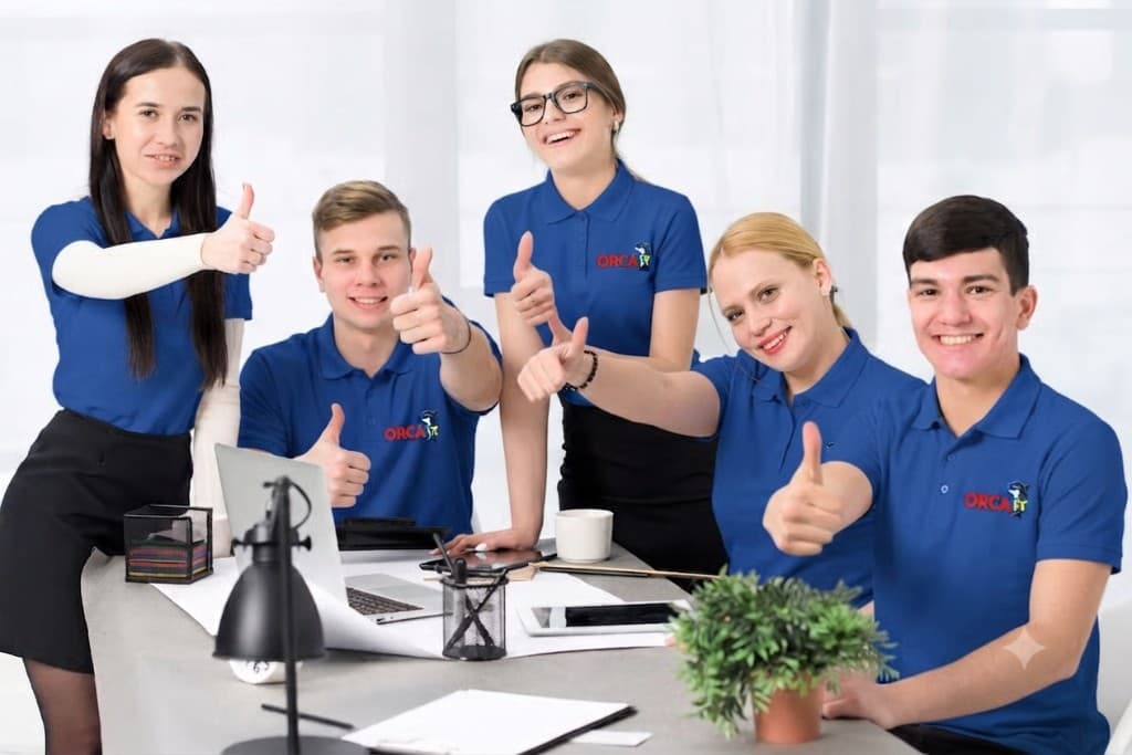 The friendly Orca IT team giving thumbs up